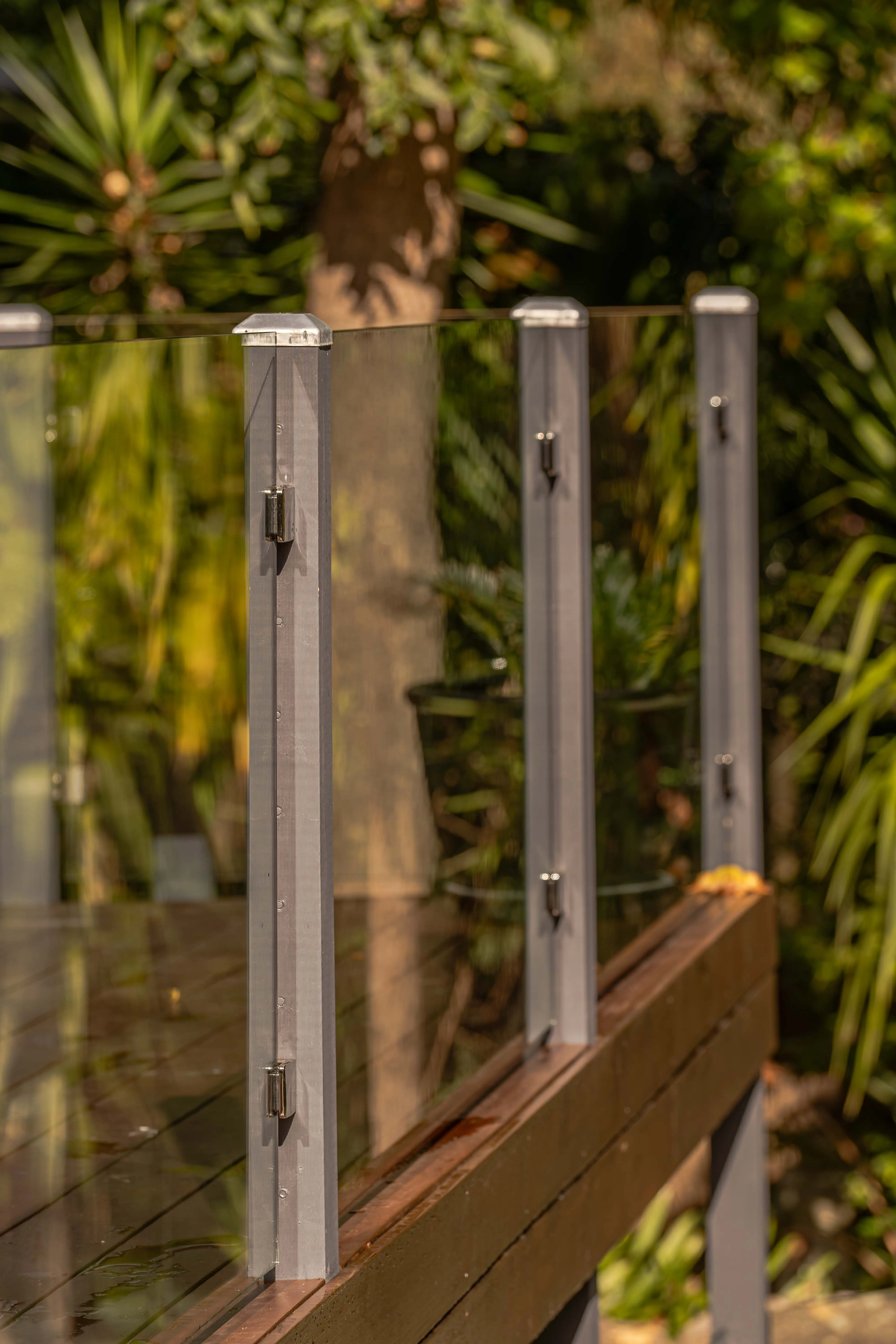 Glass balustrade metal posts portrait.