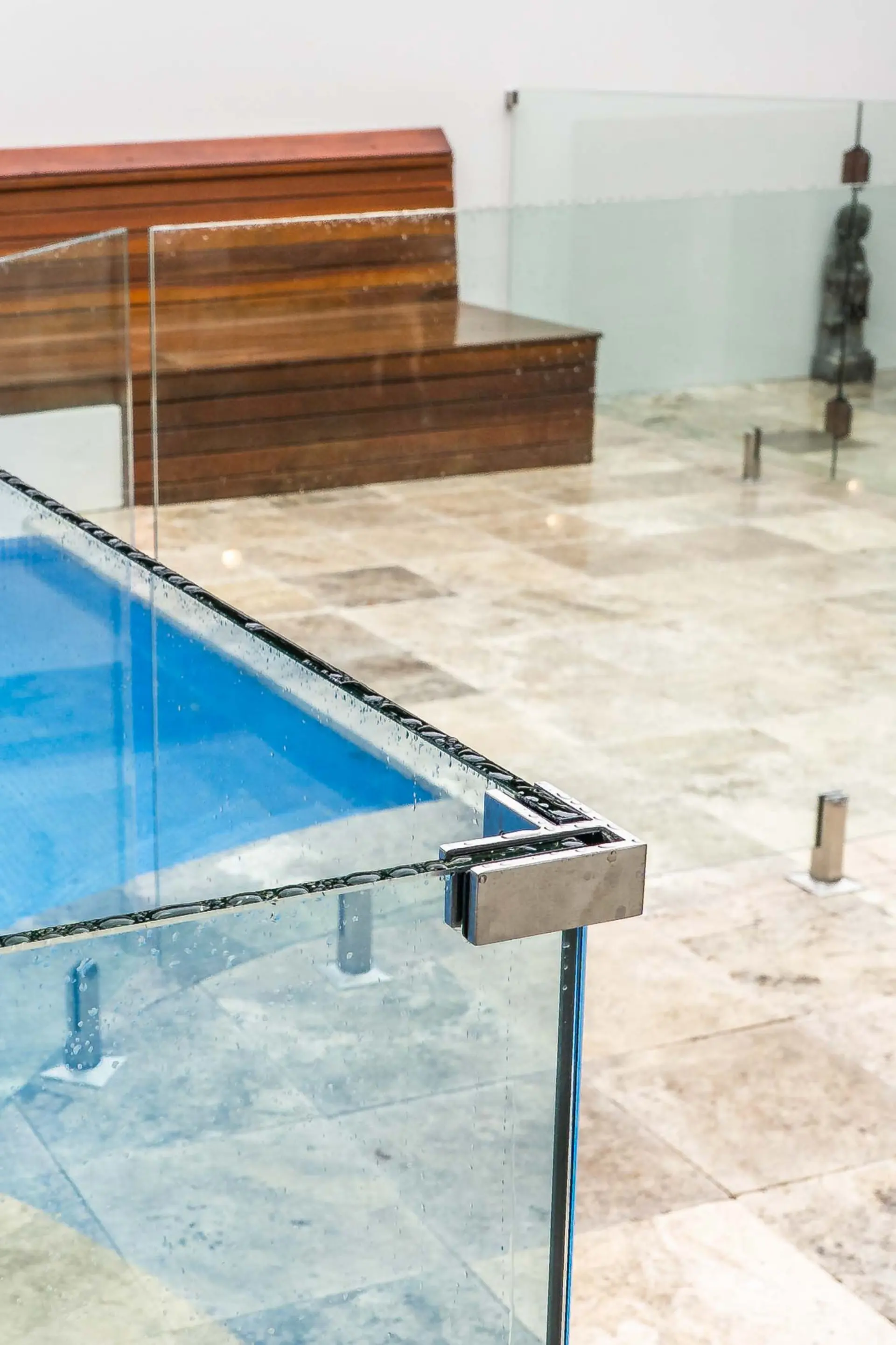 Glass pool gate hinge.